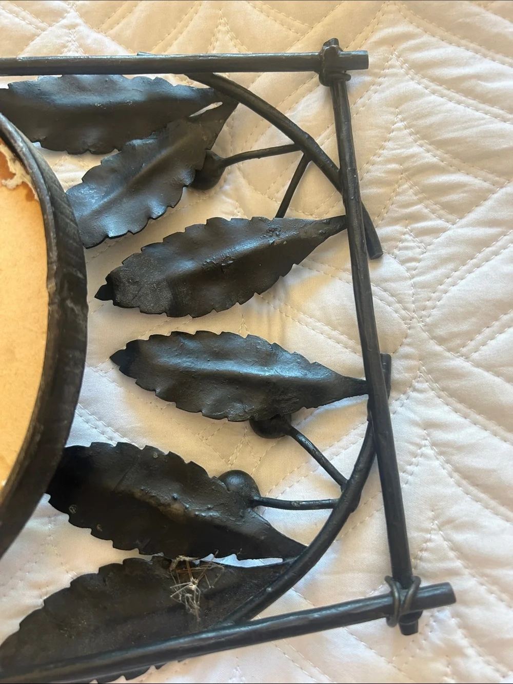 Ornate Black Metal Leaf Wall Mirror